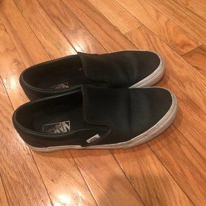 Vans Slip On Leather Perf Skate Shoe - Black